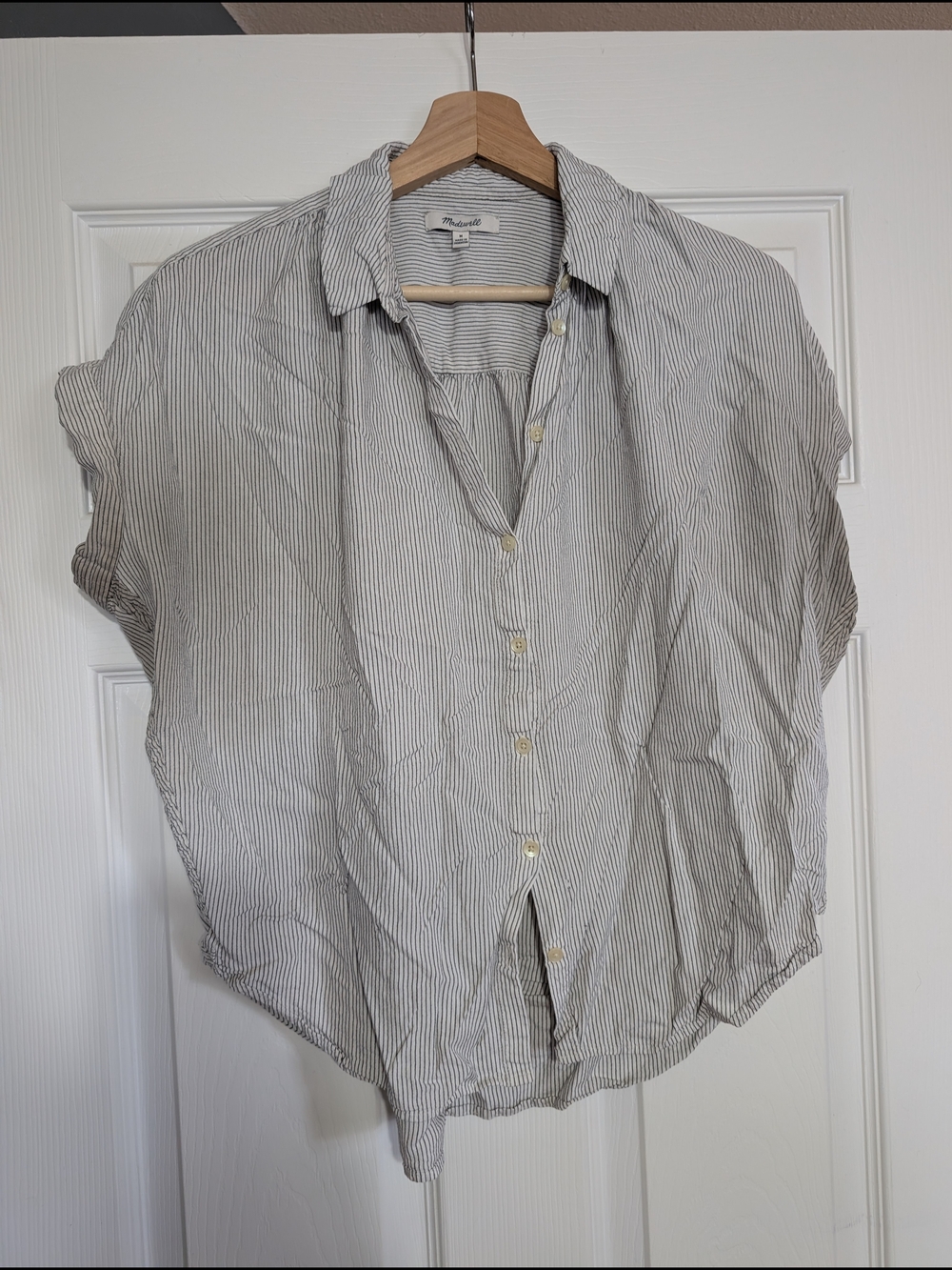 Madewell Striped Button-Down Top - White & Black